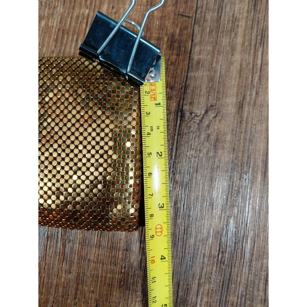 Vintage Whiting and Davis Gold Mesh Tri-Fold Checkbook Bilfold Clutch Metallic